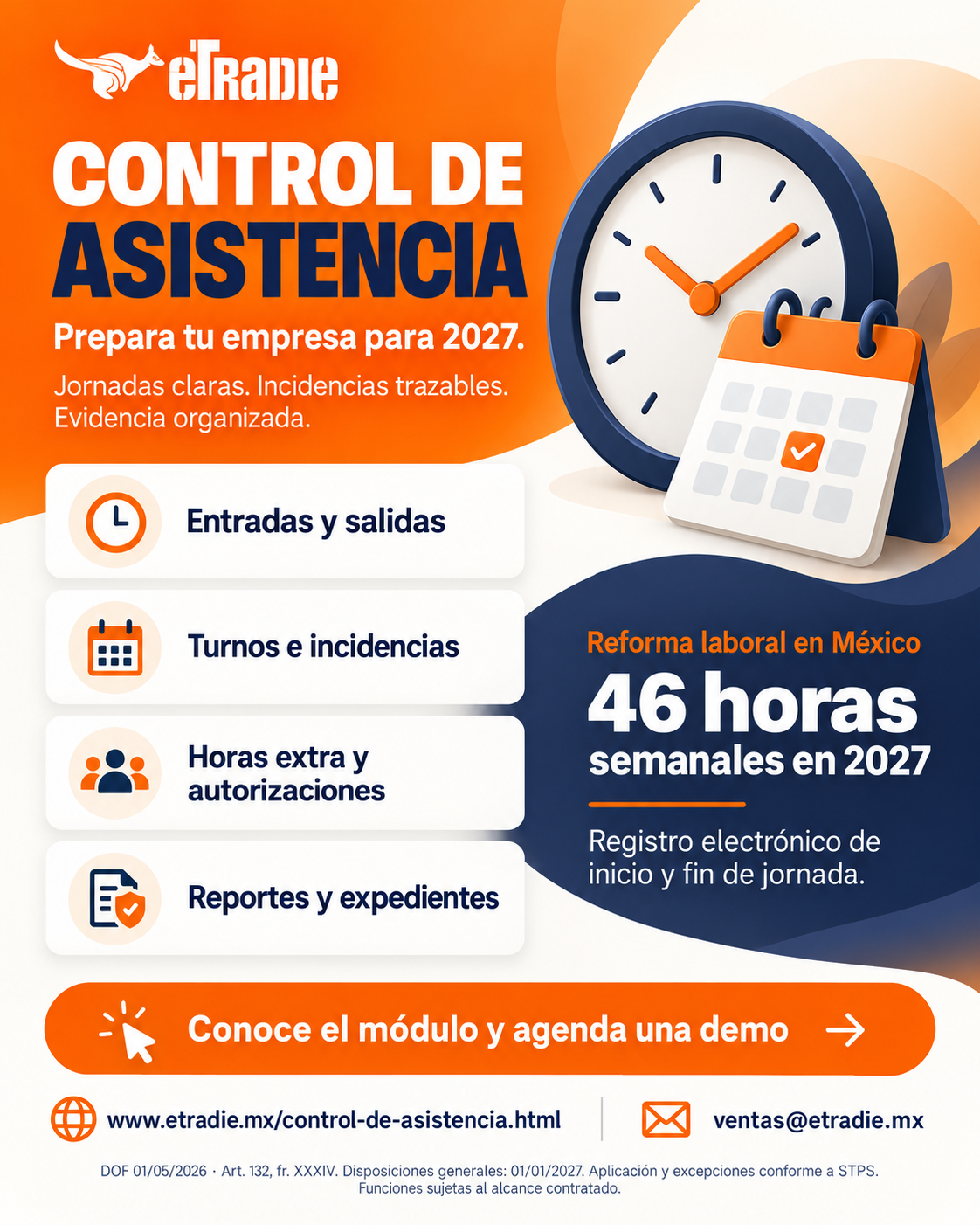 Brochure de Control de Asistencia eTradie y preparación para 2027
