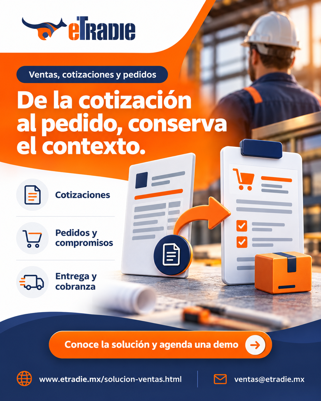 Brochure de Ventas, cotizaciones y pedidos de eTradie